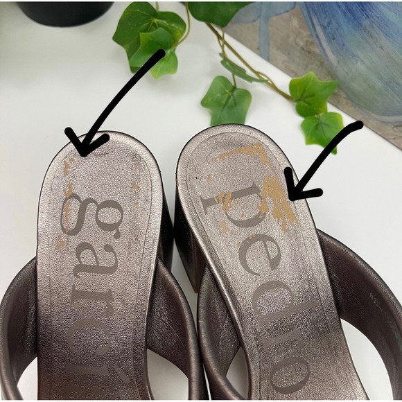 Pedro Garcia Isela Metallic Taupe Block Heel Sandals Size 38.5 / US 8.5 - Picture 14 of 15